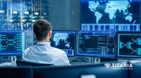 Cybersecurity professional looking at computer screen