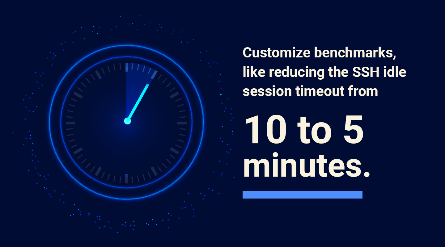 Customise benchmark settings by reducing SSH session timeouts from 10 to 5 minutes