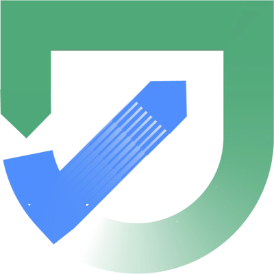 Tick in front of shield graphic
