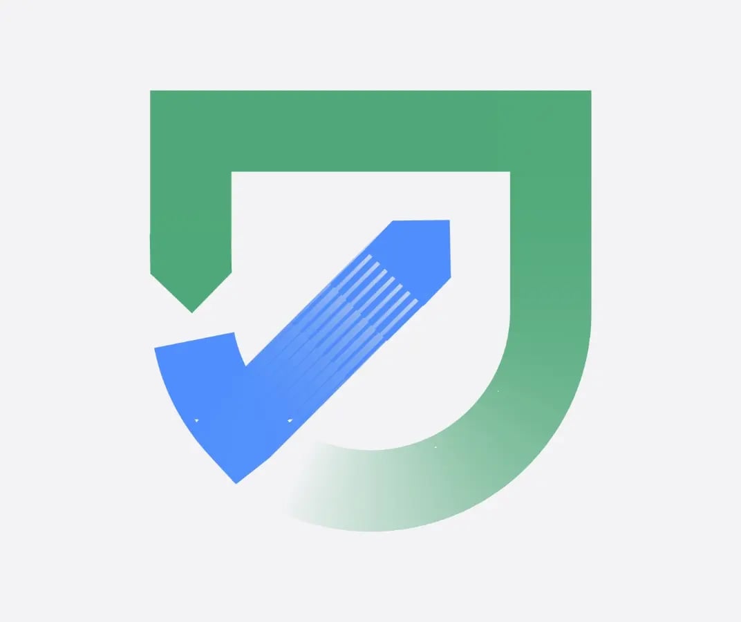 Tick in front of shield graphic