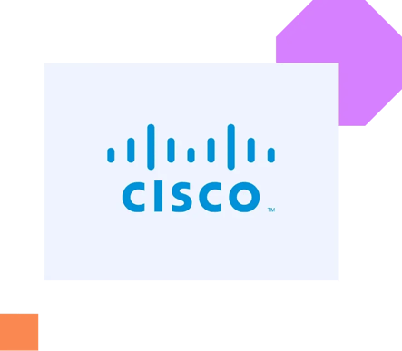 Image of CISCO logo in front of graphical shapes