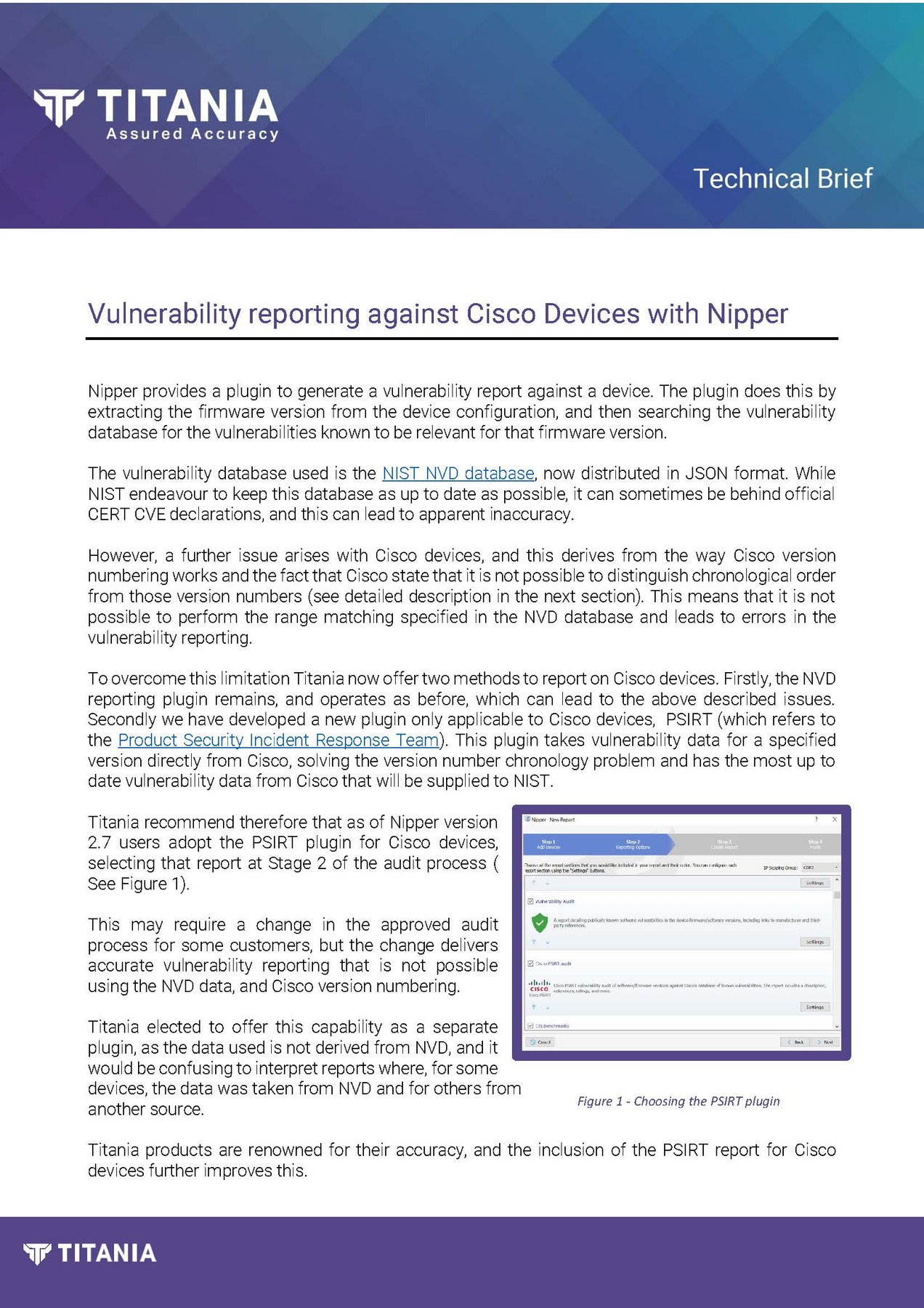 Vulnerability reporting against Cisco Devices with Nipper