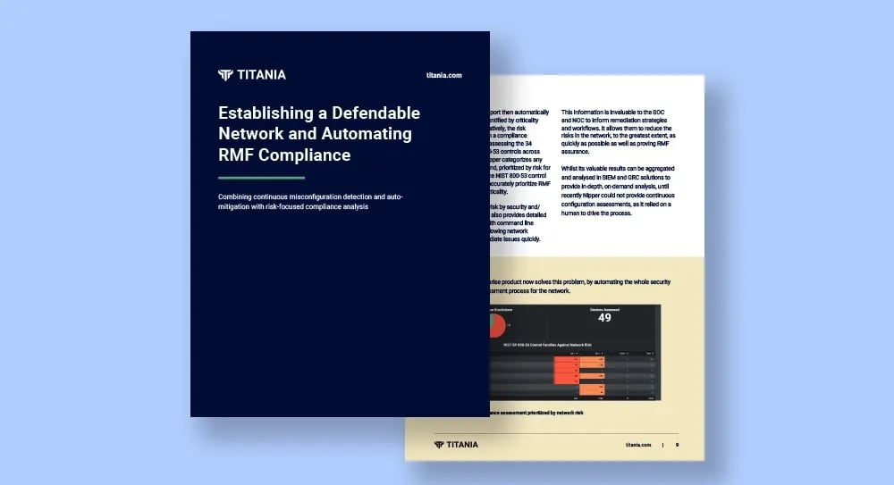 Establish a defendable network & automate RMF compliance