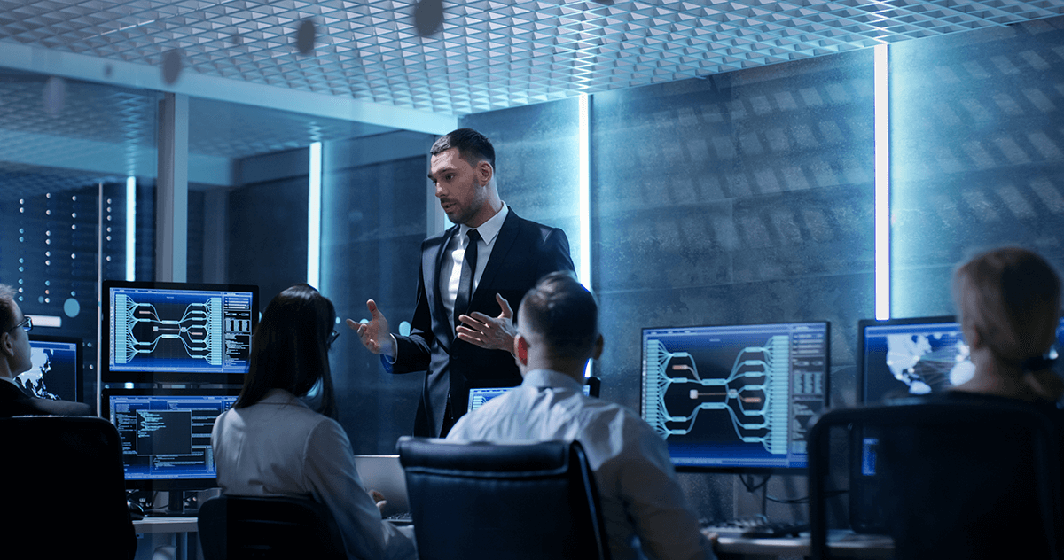 man in security room